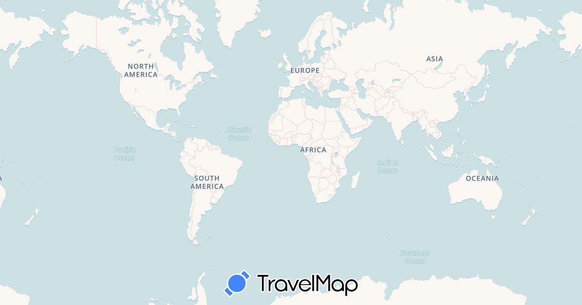 TravelMap itinerary: driving, bus, plane, train, hiking, boat in China, Hong Kong, India, Mongolia, Nepal (Asia)
